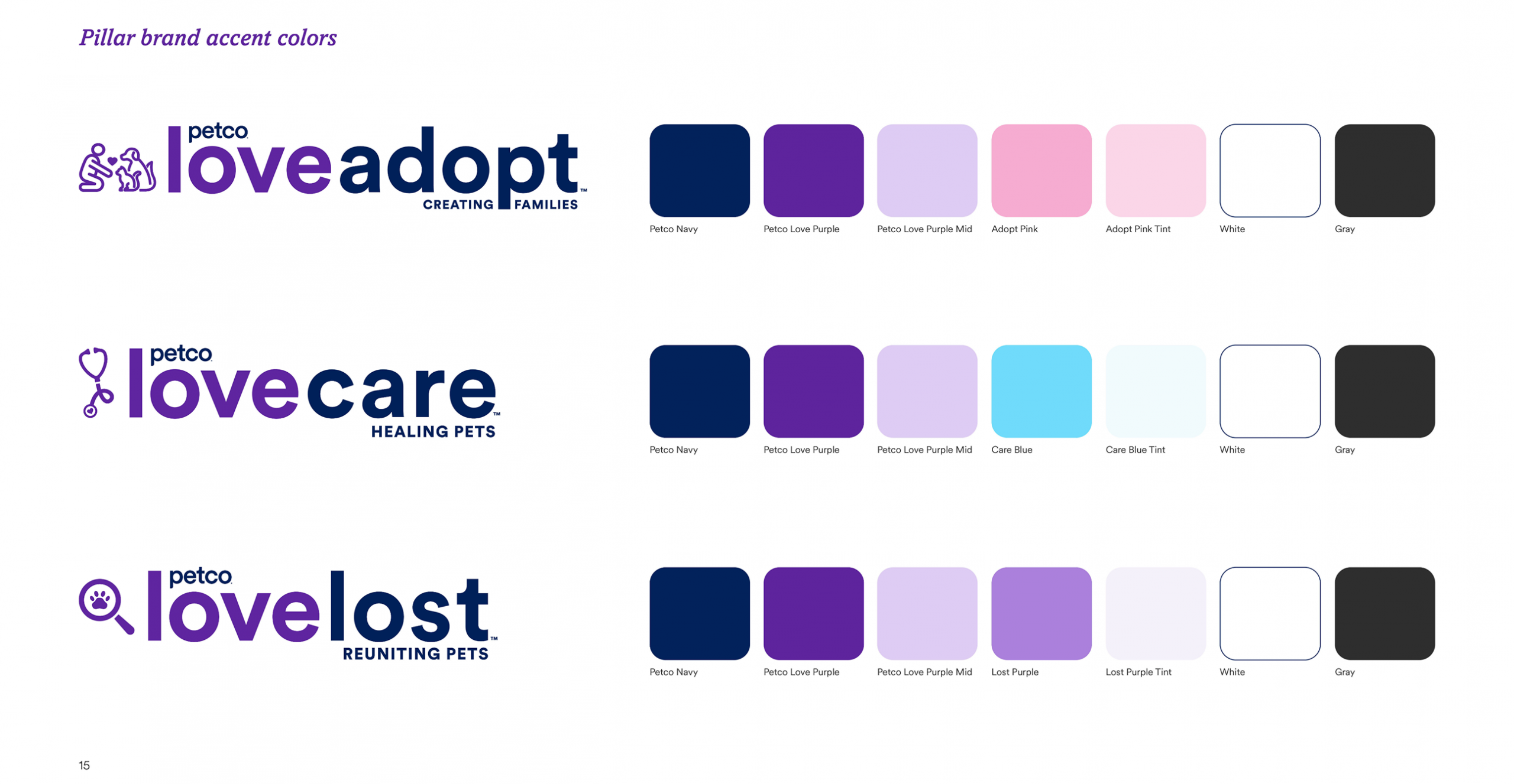 Petco Love Brand Refresh Pillar Colors